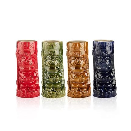 Ceramic Hawaiian Tiki Glasses  - Set of 4