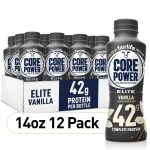 Core Power Elite High Protein Shake with 42g Protein by fairlife, Vanilla, 14 fl oz, 12 count