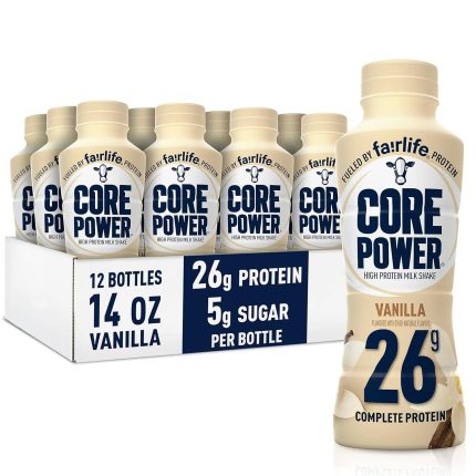 Core Power High Protein Shake, Vanilla, 26g Protein, 14 fl oz Bottles, 12 Pack, Made with Fairlife Ultra-Filtered Milk