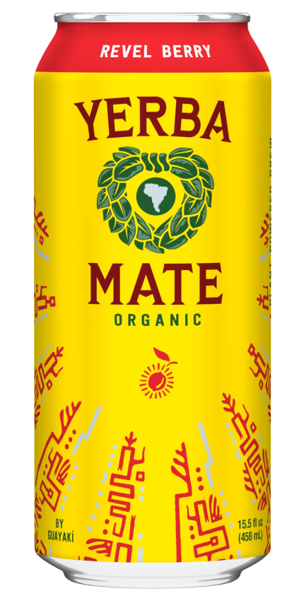 Guayakí Organic Yerba Mate Revel Berry, 15.5 fl oz Can, Sparkling Herbal Tea with Caffeine, Plant-Based Energy Drink
