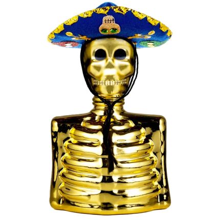 Los Azulejos Skelly Gold Edition Anejo Tequila Mariachi