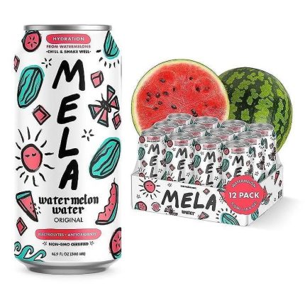 Mela Water Watermelon Juice Drink, Electrolytes Antioxidants, Refreshing Hydration, Coconut Water Alternative, Vitamin C,16.9 fl oz (Pack of 12)